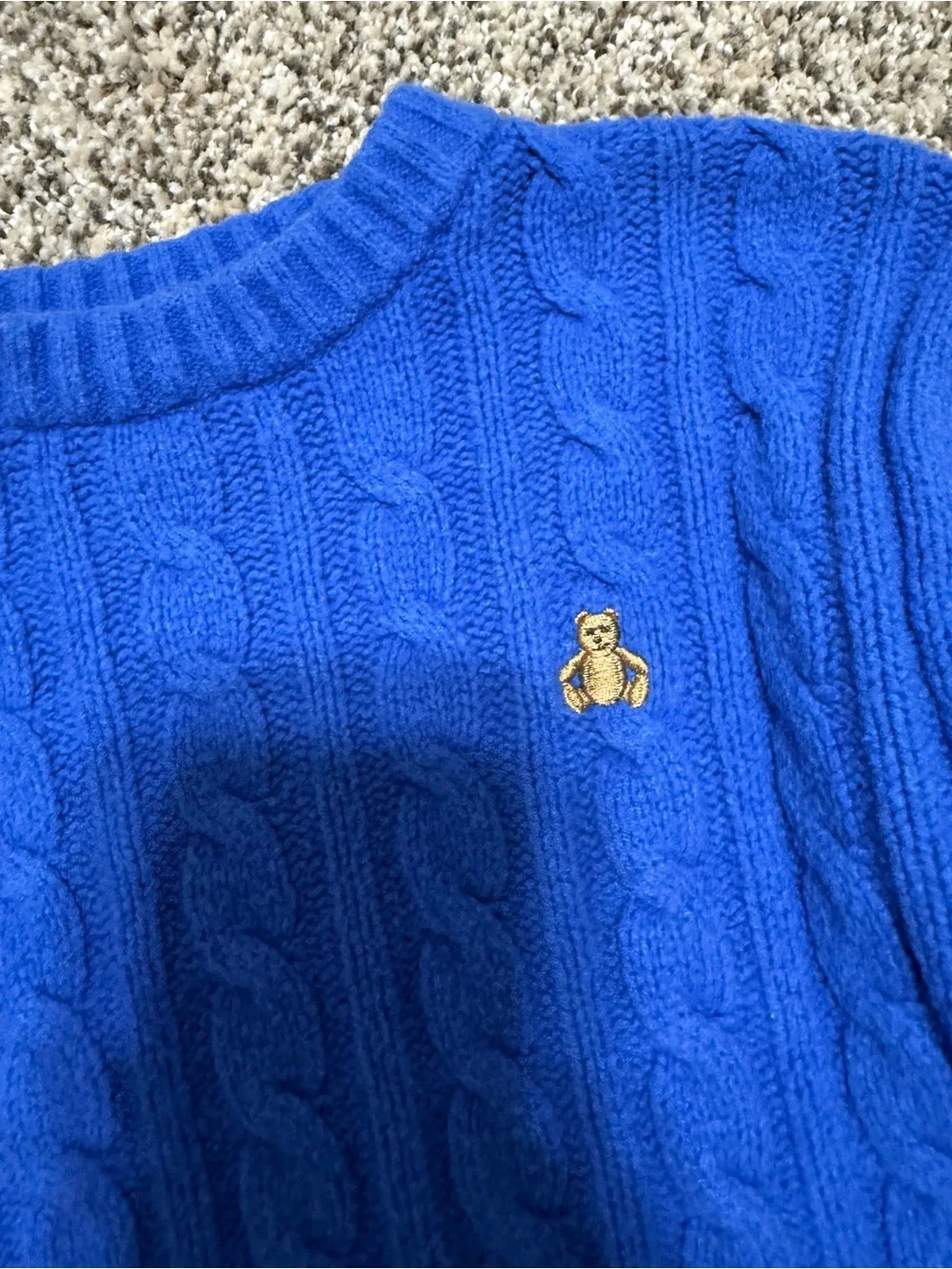 BABY GAP Blue Cable Knit Sweater with Bear Patch 2T